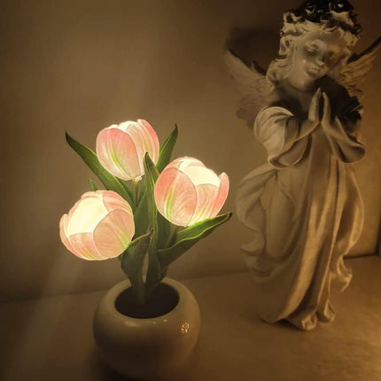 Tulip night light, rechargeable LED night lamp, floral table lamp for bedroom living room birthday party desktop home decoration.