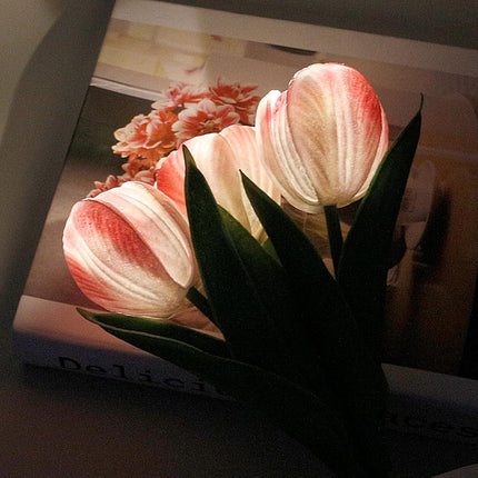 Tulip night light, rechargeable LED night lamp, floral table lamp for bedroom living room birthday party desktop home decoration.