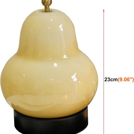 5W LED Portable Night Light, French Retro Milky Pear Shaped Gourd Table Lamp, Dimmable Color Changing Desk Lamp, Battery Operated and Rechargeable with USB Cable, Milky Yellow Table Lamp.