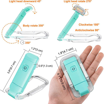 Reading Lamp for Books, USB Rechargeable, LED Clip for Reading Lights, Reading Lights for Books in Bed, Small Book Light, Brightness Adjustable for Eye Protection - Blue.
