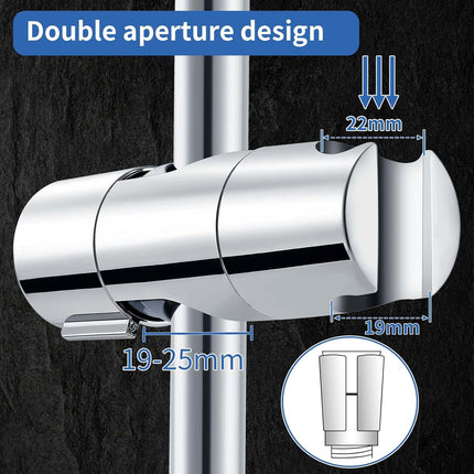 Shower Head Holder - Adjustable and Removable Bracket - For 19-25 mm Connection - Chrome Finish.