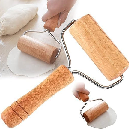 Beech Rolling Pin Double-Sided Wooden Flour Dumpling Wrapper Roller Rolling Pin Hand-Held Baking Tools / 117.