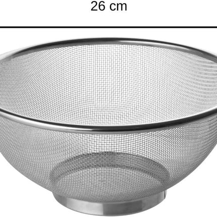 Fackelmann sieve Ø 26 cm, colander made of stainless steel, fine-mesh sieve with handles as a perfect kitchen accessory and kitchen helper in your kitchen, dishwasher safe (Color: silver), Quantity: 1.