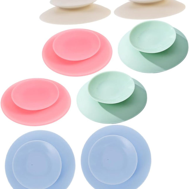 Ciieeo 8 Pieces Suction Cups for Tableware Double-Sided Suction Cups Non-Slip Silicone Suction Cups Mounting Mats for Tableware for Plate, Bowl, Dish, Mug.