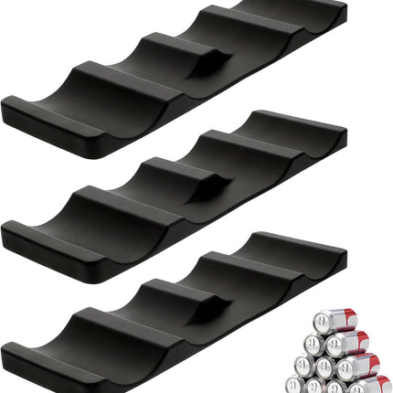 Forhandy 3 pcs bottle holders, refrigerator, non-slip, stackable, refrigerator, organizer, bottles, foldable for storing beer, drinks, mineral water (black).