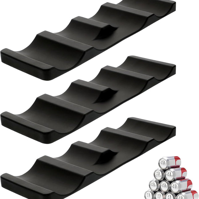 Forhandy 3 pcs bottle holders, refrigerator, non-slip, stackable, refrigerator, organizer, bottles, foldable for storing beer, drinks, mineral water (black).