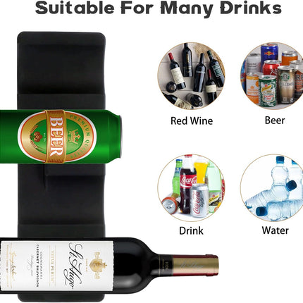 Forhandy 3 pcs bottle holders, refrigerator, non-slip, stackable, refrigerator, organizer, bottles, foldable for storing beer, drinks, mineral water (black).