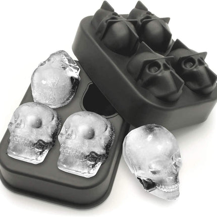 KIRALOVE 4 skulls - ice cubes - silicone ice cube maker - for home - kitchen - bar accessories - drinks - random color - refrigerator.