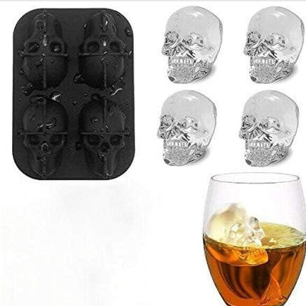 KIRALOVE 4 skulls - ice cubes - silicone ice cube maker - for home - kitchen - bar accessories - drinks - random color - refrigerator.