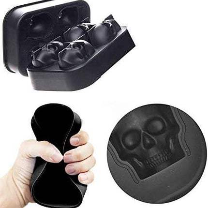 KIRALOVE 4 skulls - ice cubes - silicone ice cube maker - for home - kitchen - bar accessories - drinks - random color - refrigerator.