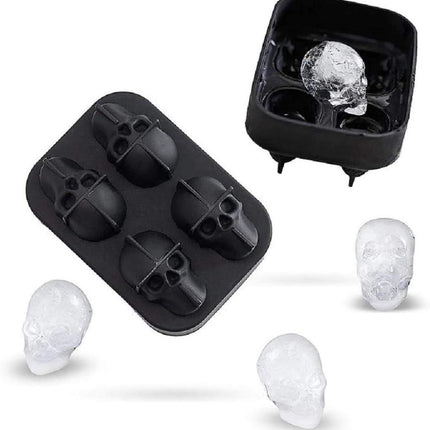 KIRALOVE 4 skulls - ice cubes - silicone ice cube maker - for home - kitchen - bar accessories - drinks - random color - refrigerator.