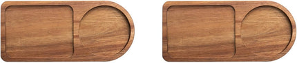 Guihydur 2 x coffee set, wooden, tray for serving food, coffee, tea set, table decoration, accessories C.