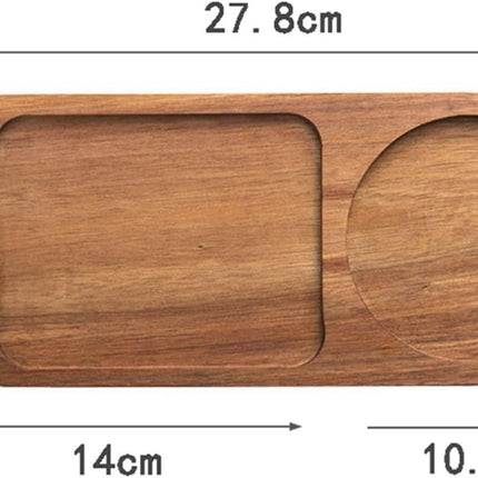 Guihydur 2 x coffee set, wooden, tray for serving food, coffee, tea set, table decoration, accessories C.