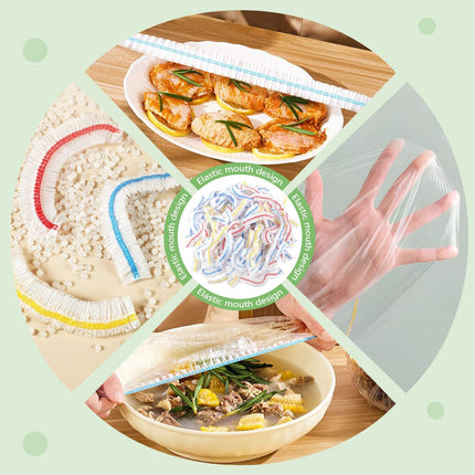 100 pieces food covers plastic stretch, food covers reusable food storage bags kitchen supplies for fruit/vegetables/meat/food.