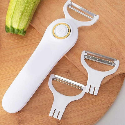 Electric Peeler, Portable USB Rechargeable Fruit and Vegetable Peeler with 3 Cutting Heads, Home Kitchen Tool.