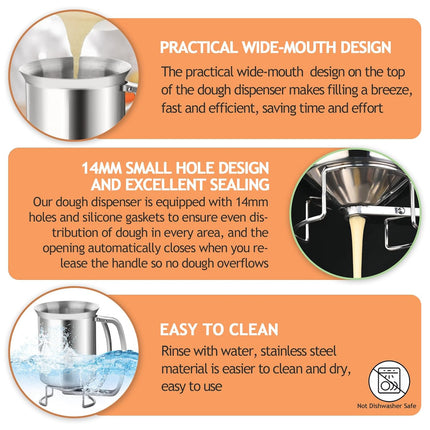 Batter Pourer - 900 ml With Squeeze Lever - Kitchen Aid For Cake And Pie.