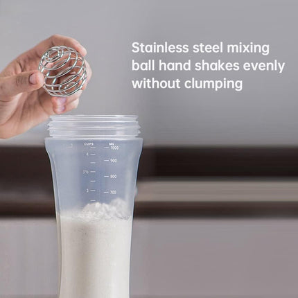 Squeeze bottle for batter - pancakes and waffles - with mixing ball.