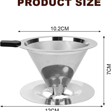 Coffee Filter - Reusable Stainless Steel Filter - Paper-Free - For Manual Coffee.