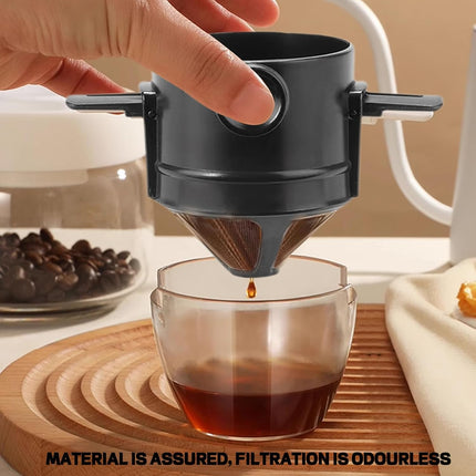 Coffee Filter - Reusable Cone for Drip Coffee - Stainless Steel - Includes Glass Jug.