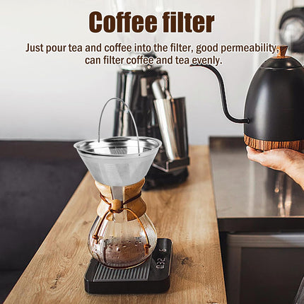 Coffee Strainer - Fine Mesh 100 Mesh Filter - Suitable for 8-12 Cups - Easy to Clean.