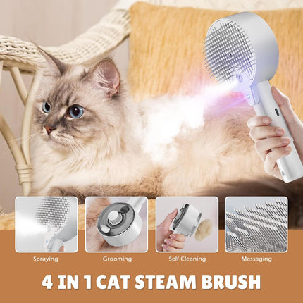 Steam Brush for Animals - Care Against Hair Loss - Suitable for Cats and Dogs - With Cleansing Massage.