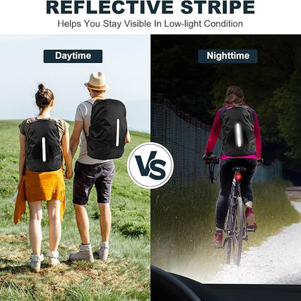 Backpack Cover - Waterproof and Reflective Protection - For Cycling and Hiking - 35 Liters.