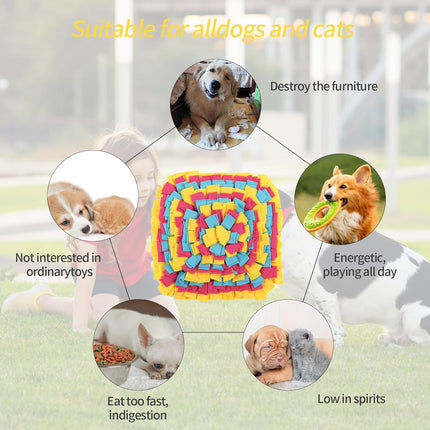Snuffle Mat - For Dogs and Cats - Large Size - Stimulates Natural Foraging Behavior - Slow Food Intake.