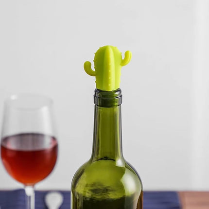 Fangxuee 4pcs Cactus Silicone Wine Stopper - Freshness Preservation Seal for Champagne & Red Wine Bottles, Beverage Accessory.