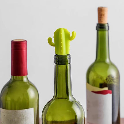 Fangxuee 4pcs Cactus Silicone Wine Stopper - Freshness Preservation Seal for Champagne & Red Wine Bottles, Beverage Accessory.
