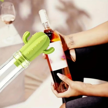 Fangxuee 4pcs Cactus Silicone Wine Stopper - Freshness Preservation Seal for Champagne & Red Wine Bottles, Beverage Accessory.