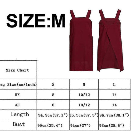 Cotton and linen cross-over apron for women with large poets, XXL-XXXL.