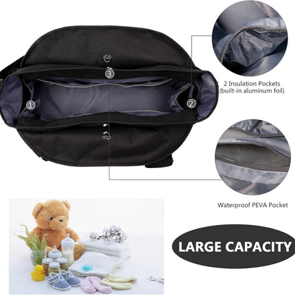 Baby Storage Bag - Multifunctional Diaper Bag with 13 Compartments - Including Special Pacifier Pocket - Large Capacity for All Baby Needs - Black.