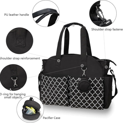 Baby Storage Bag - Multifunctional Diaper Bag with 13 Compartments - Including Special Pacifier Pocket - Large Capacity for All Baby Needs - Black.