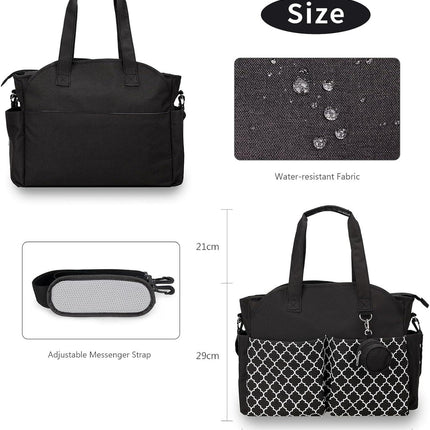 Baby Storage Bag - Multifunctional Diaper Bag with 13 Compartments - Including Special Pacifier Pocket - Large Capacity for All Baby Needs - Black.