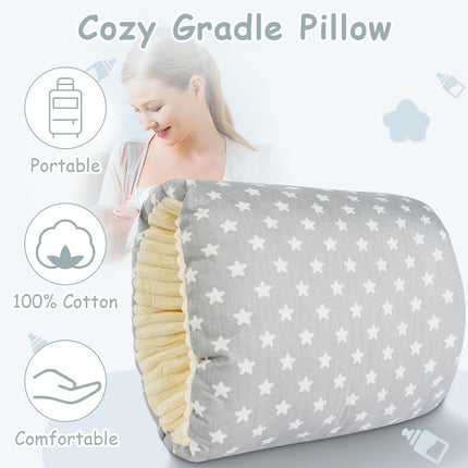 Nursing Pillow - For Breast and Bottle Feeding - Adjustable Height - Suitable for Crib and Bed - Washable Cover - 100% Cotton - Universal Size.