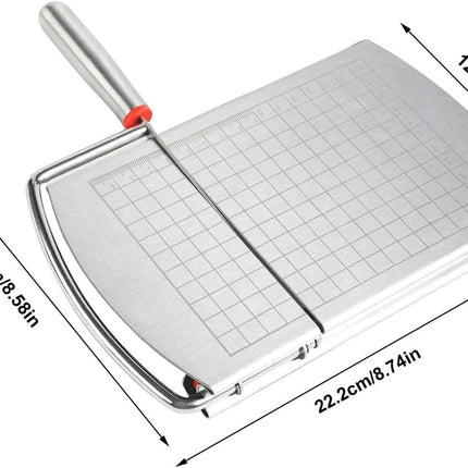Cheese Cutter - Stainless Steel Blade with Measuring Scale - For Block Cheese and Sausage - Multifunctional Kitchen Aid.