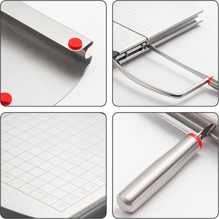 Cheese Cutter - Stainless Steel Blade with Measuring Scale - For Block Cheese and Sausage - Multifunctional Kitchen Aid.