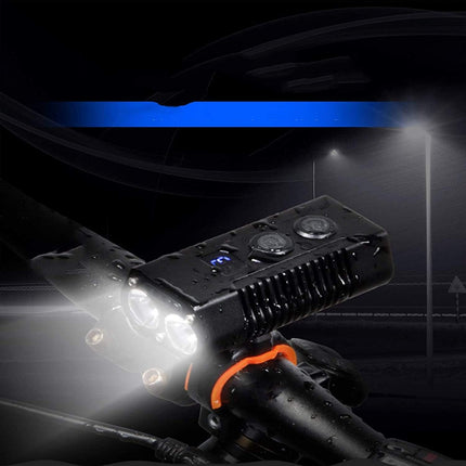 Bicycle lamp - High lumen bicycle headlamp, 2 LEDs - Super bright headlamp - 7 modes for all bicycles, mountain bikes, racing bikes - Rechargeable via USB.
