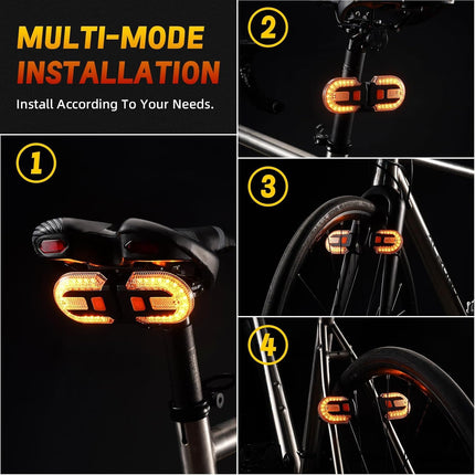 LED Bicycle Rear Light - with Turn Signal - Split Bicycle Rear Light - Bicycle Indicator Light USB Rechargeable - Suitable for Bicycles, Warning for Bicycle Safety Bicycle Light 5 Modes.