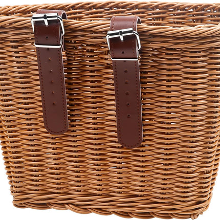 Bicycle basket - D-shaped bicycle basket for the handlebars - Storage box for the handlebars - Woven plastic - With 2 adjustable straps.