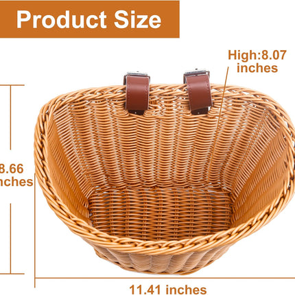 Bicycle basket - D-shaped bicycle basket for the handlebars - Storage box for the handlebars - Woven plastic - With 2 adjustable straps.