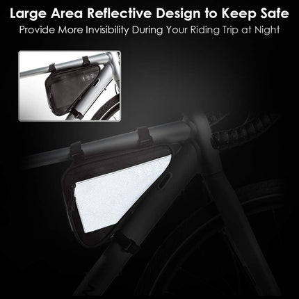 Bike frame bag - Waterproof bike bag for handlebars, head tube and saddle - Reflective bike bag - Suitable for outdoor, road and mountain biking.