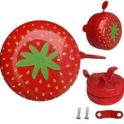 Bicycle bells - Metal bicycle bells for children and adults - Suitable for toddler bikes, scooters - Strawberry bicycle bells.