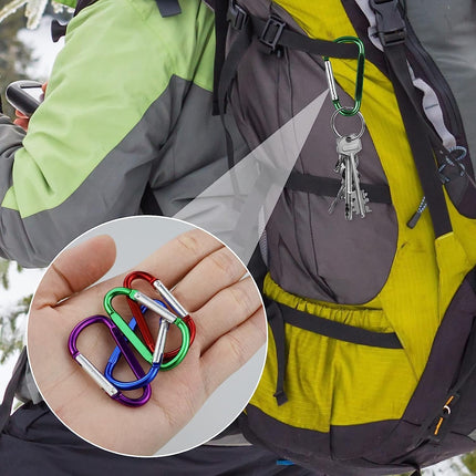 Carabiner - D-ring clip hook - Durable keychain - Camping accessory - Suitable for outdoor fishing, hiking, backpacking - 10 pieces.