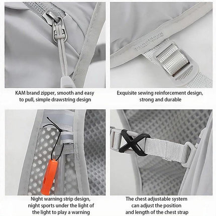 Backpack - Running Hydration Vest - Lightweight Insulated Backpack with 1.5L Hydration Blaster - Suitable for Hiking, Trail Running, Cycling, Racing & Marathons - Gray.