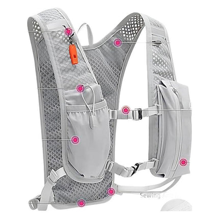Backpack - Running Hydration Vest - Lightweight Insulated Backpack with 1.5L Hydration Blaster - Suitable for Hiking, Trail Running, Cycling, Racing & Marathons - Gray.