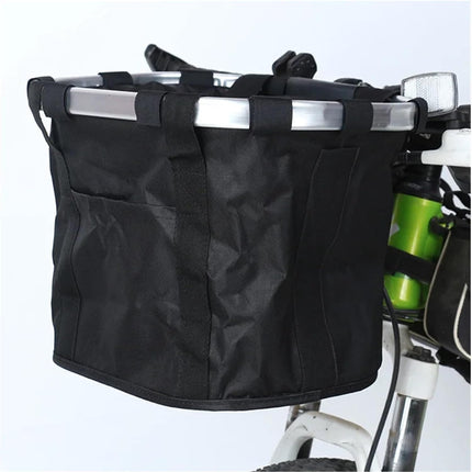 Bicycle basket - Front bike basket - Small dog carrier - Removable mountain bike handlebar tube - Hanging foldable luggage bag with a load capacity of 5 kg - Black.
