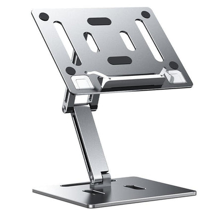 Computer Stand - Adjustable Lift Stand - Suitable for laptop, tablet, textbooks, cookbooks and magazines - Cooling vents - Metal - Silver.