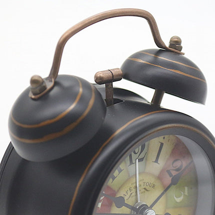 Alarm Clock - Retro Mini Silent Alarm Clock - with Night Light - Retro Arabic Digital Analog Quartz Alarm Clock - Ticking Double Bell Alarm Clock - Desk Clock with Alarm - Silent Clock.