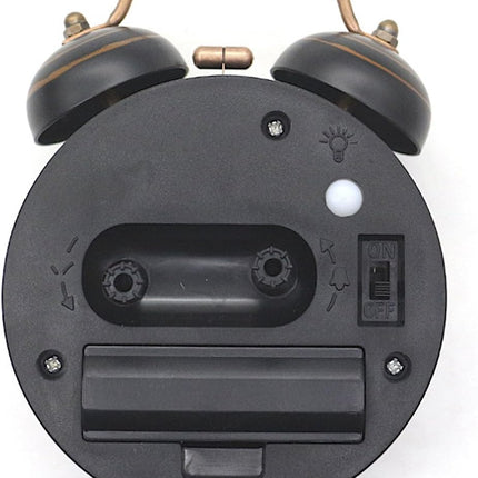 Alarm Clock - Retro Mini Silent Alarm Clock - with Night Light - Retro Arabic Digital Analog Quartz Alarm Clock - Ticking Double Bell Alarm Clock - Desk Clock with Alarm - Silent Clock.